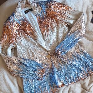 Zara Multicolor Sequin Blazer size large